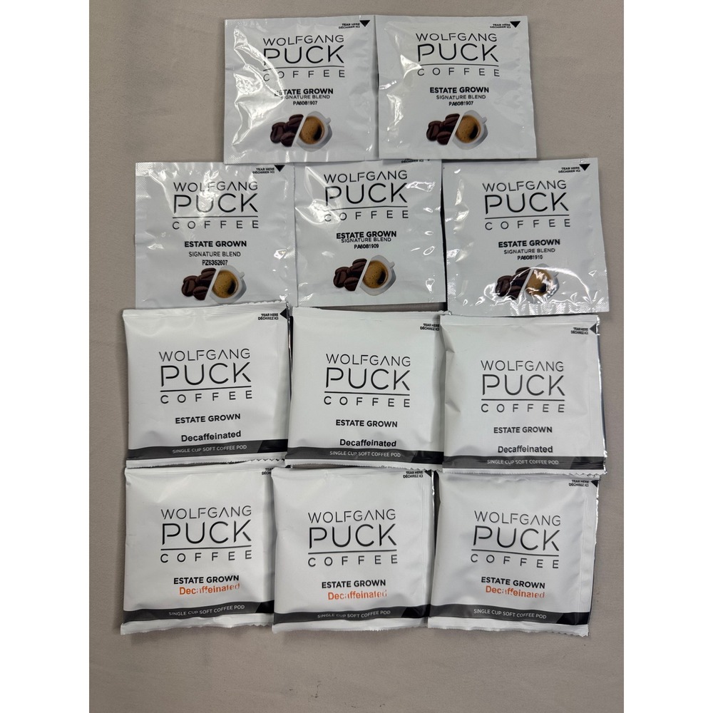 Wolfgang Puck Coffee Pods Lot of 11 Estate Grown Signature Blend & Decaf Pods